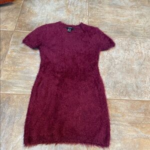 Forever 21 Burgundy Fuzzy Mini Dress